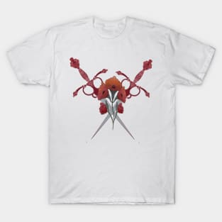 Butterfly Knives Peony Poppy Edgy T-Shirt